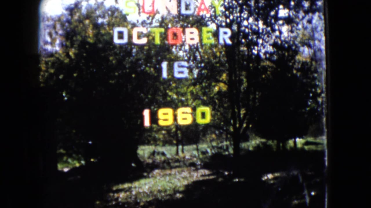 1960 Wauconda home-movie title frame showing Sunday October 16 1960 over trees and dappled grass.