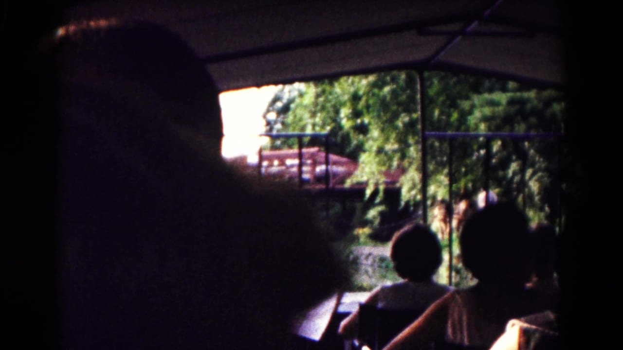 A dark passenger silhouette fills the foreground as seated riders look out from the tram.