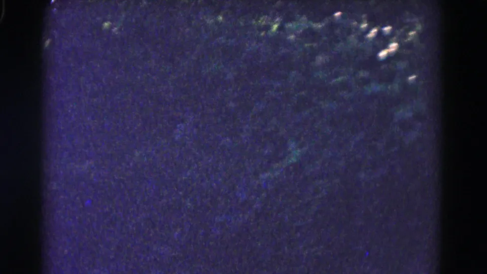1961 Hagerstown, Maryland 8mm frame with soft blue-green film texture, dark foliage shapes, and limited visible water detail.