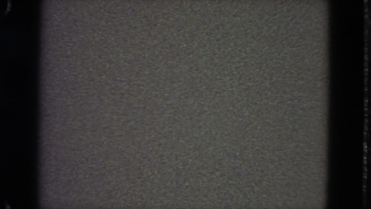 Blank pale film frame with dark vertical borders and heavy grain.