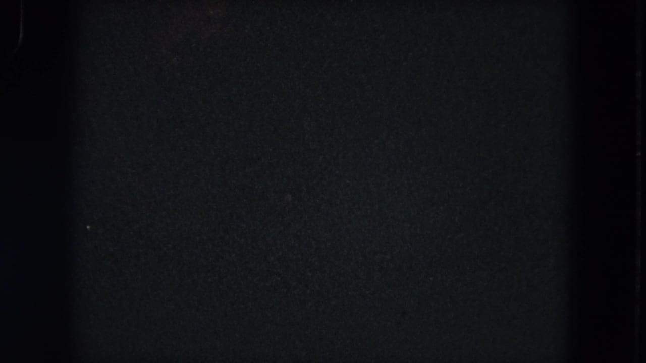1964 8mm home-movie frame from Evanston showing mostly dark film exposure with a narrow partial view of grass near the bottom.