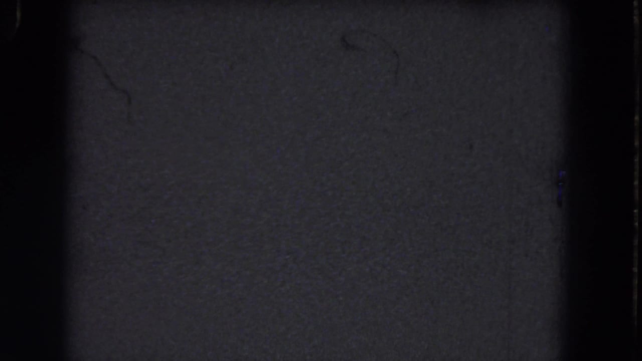 Very dark 8mm frame with vertical gate edges, faint grain, and small dust marks.