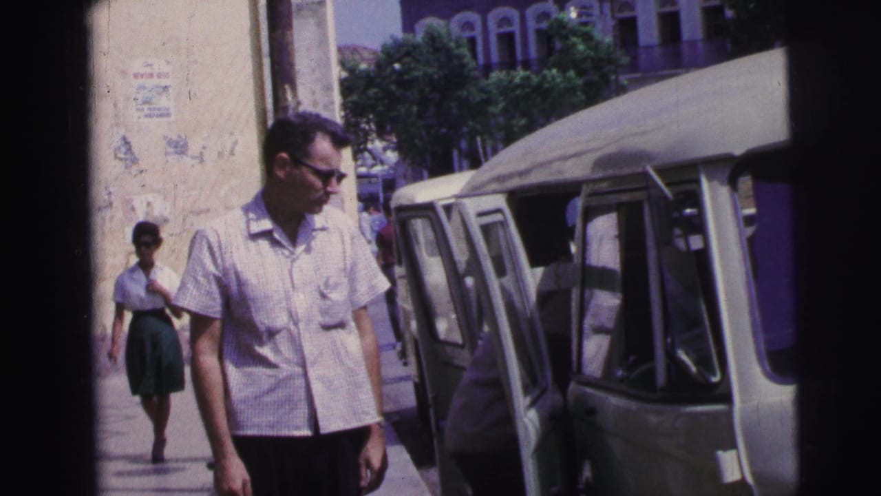 The man remains beside the van in bright daylight, with an adult figure near the vehicle and another pedestrian visible farther down the sidewalk.