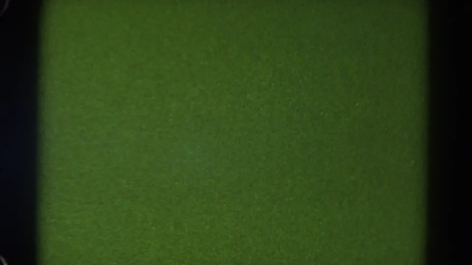Final green 8mm frame with dark film edges, faint horizontal division, and visible grain texture.