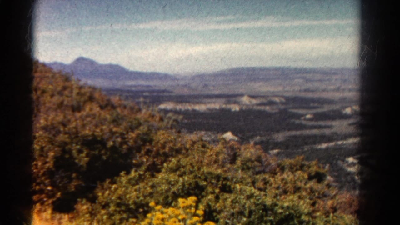 High overlook across a wooded slope, valley, river channels, and distant mountains under a pale blue sky.