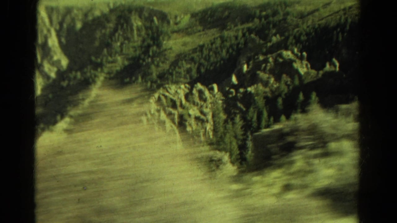 Green-tinted canyon water bordered by rocky cliffs and wooded slopes.