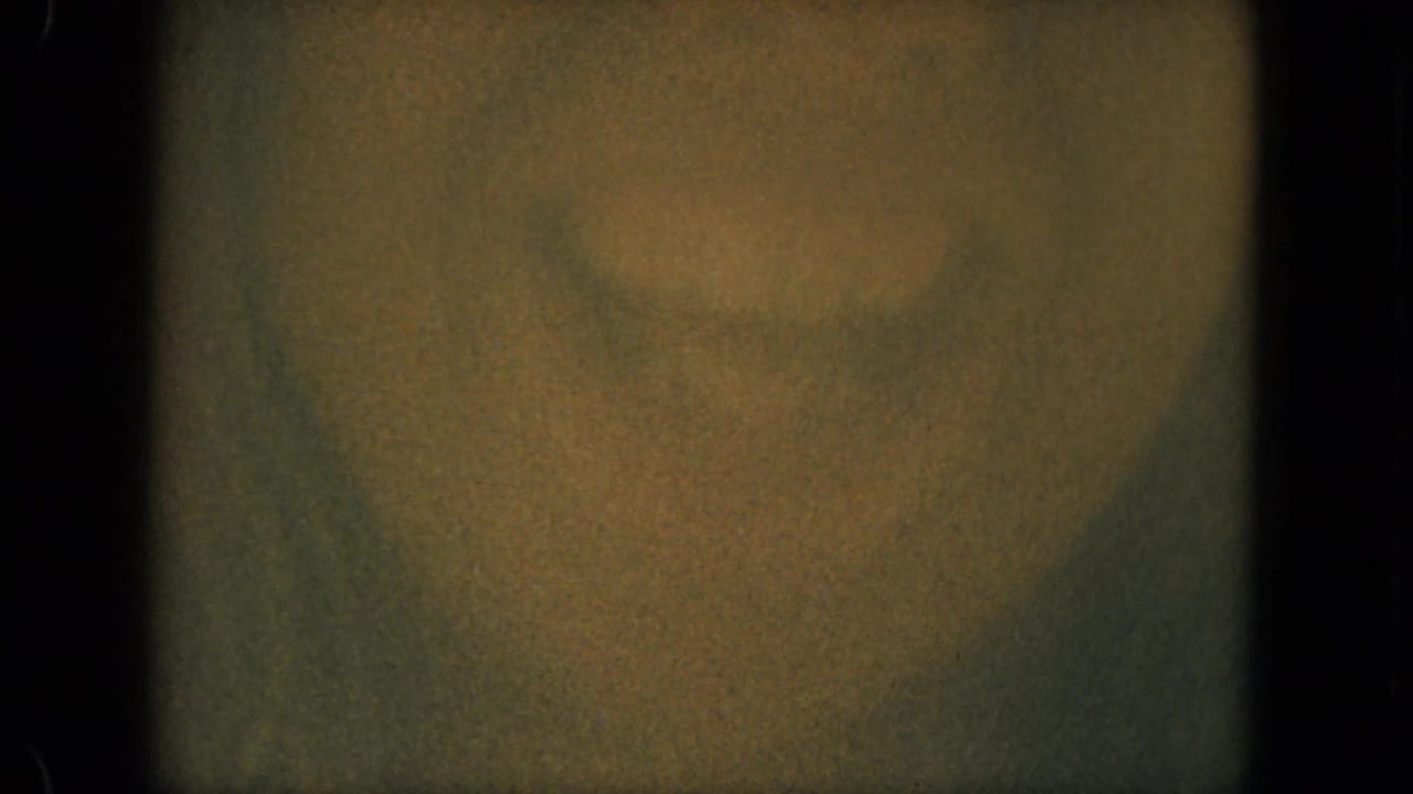 A shadowed close-up of an adult woman appears in warm 1967 Florida 8mm home-movie footage.
