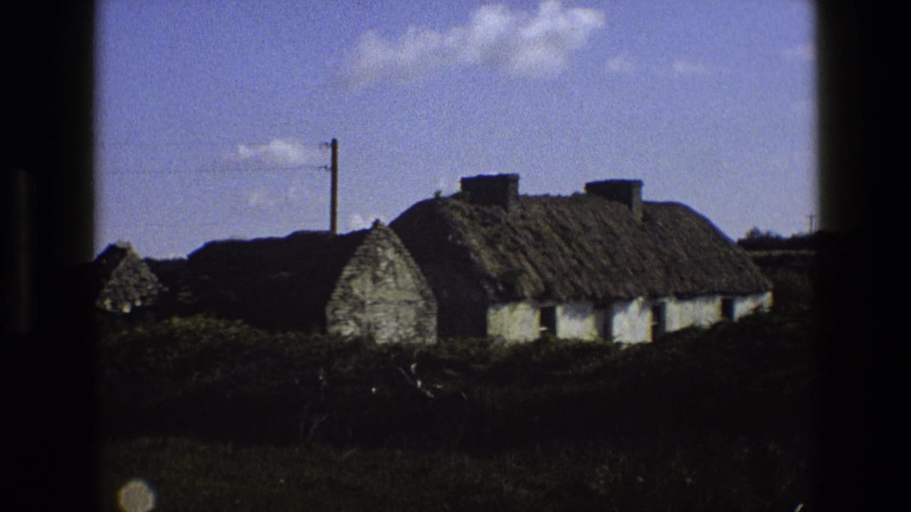 Thatched cottage with a stone gable, utility pole, hedges, and blue sky.