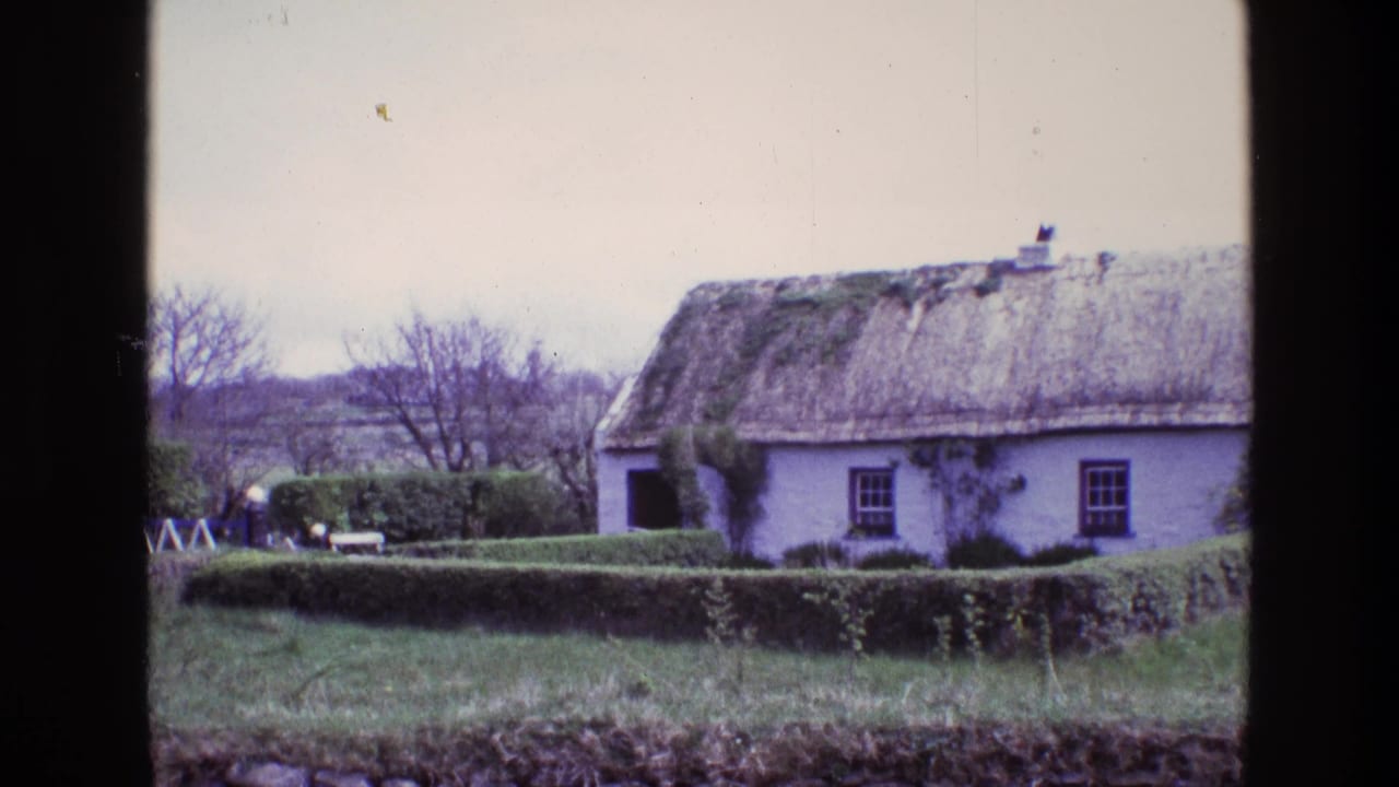 Whitewashed thatched cottage behind a clipped hedge and low stone wall.