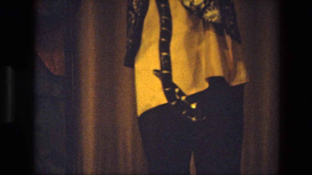 Close cropped view of a performer in a yellow shirt and ornate vest beside stage curtains.