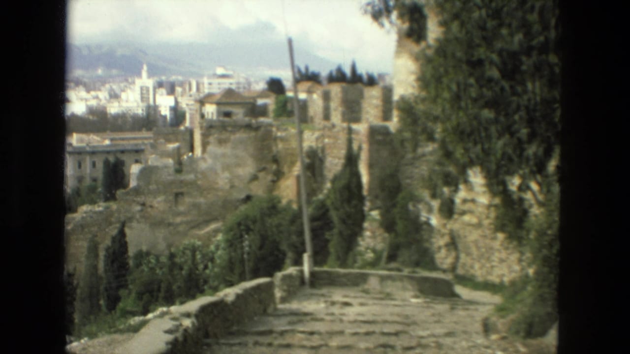 Stone walls and a stepped overlook above the city with trees and distant buildings.