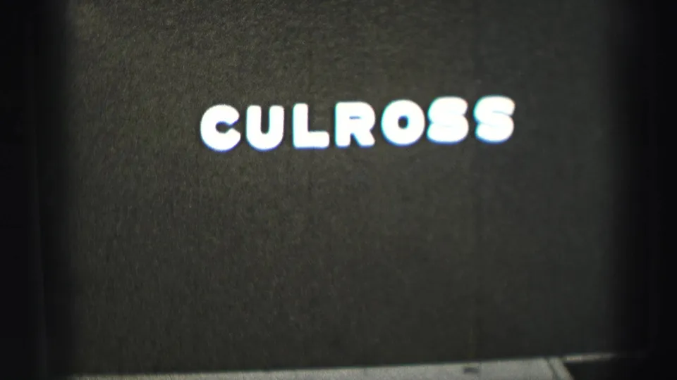 The final sampled frame holds on the CULROSS title card, with rounded white lettering and a softly lit dark field.