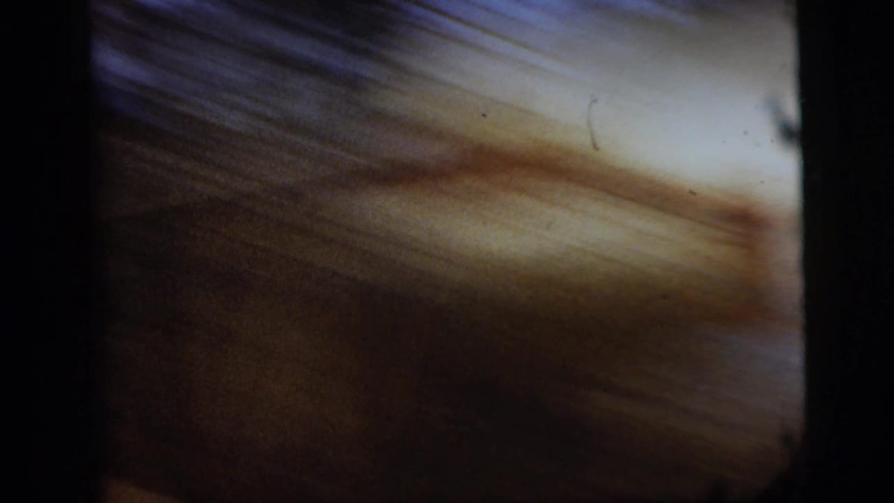 Blurred handheld view with streaked brown and gray tones.