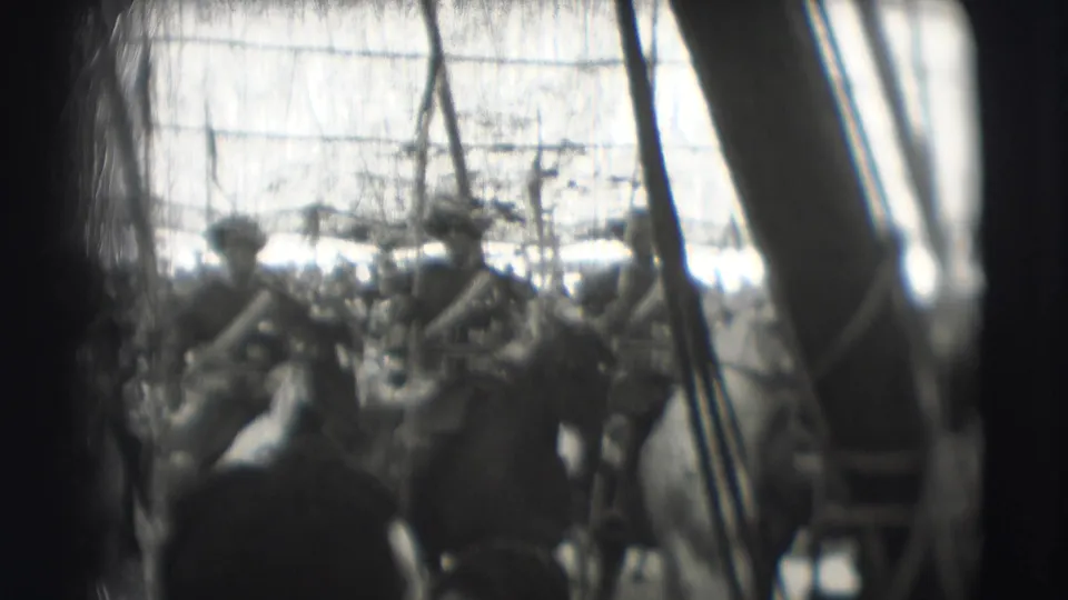 The ring view widens to show the bear near performers, tent poles, rigging, and spectators in the background.