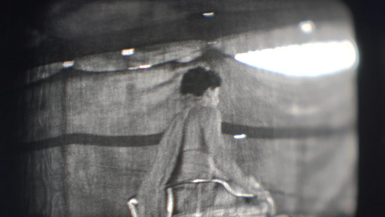 Woman on horseback seen in profile under a large tent canopy.