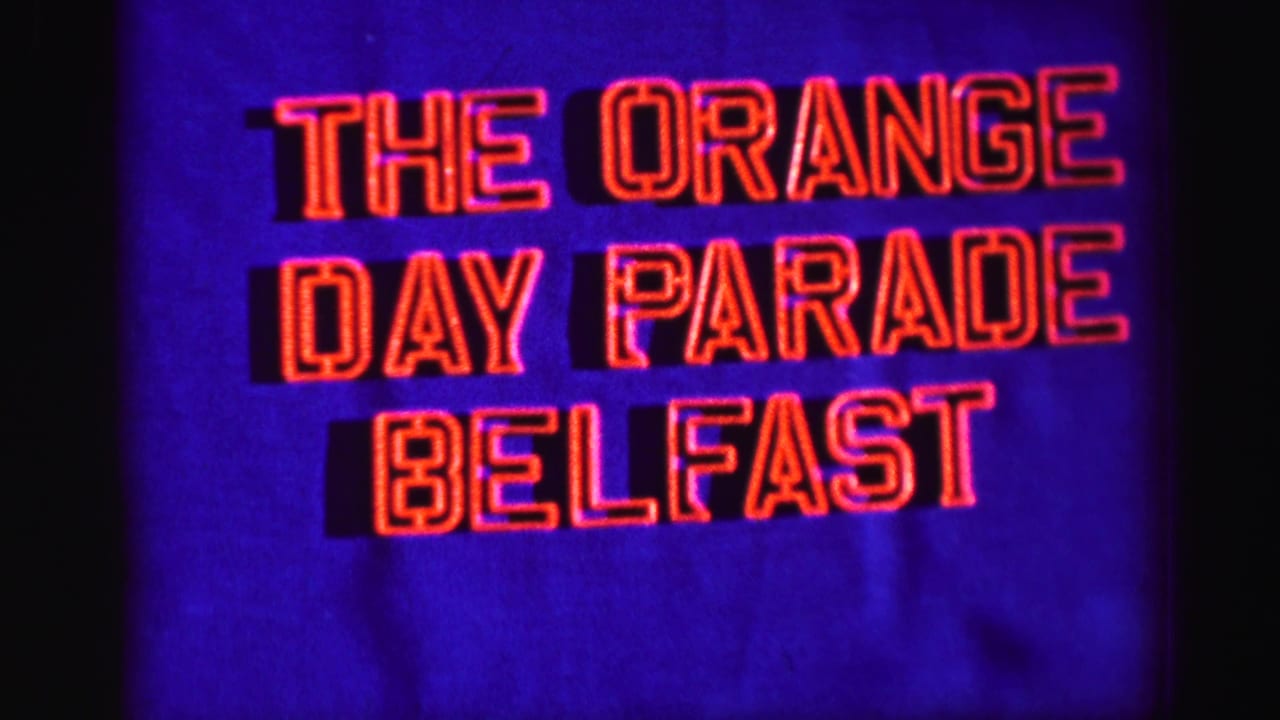 A second title-card frame shows The Orange Day Parade Belfast in glowing red outlined letters against blue.
