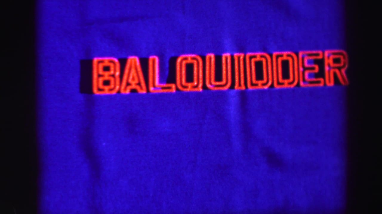 Red BALQUIDDER title lettering continues on a blue background with film-frame edges.