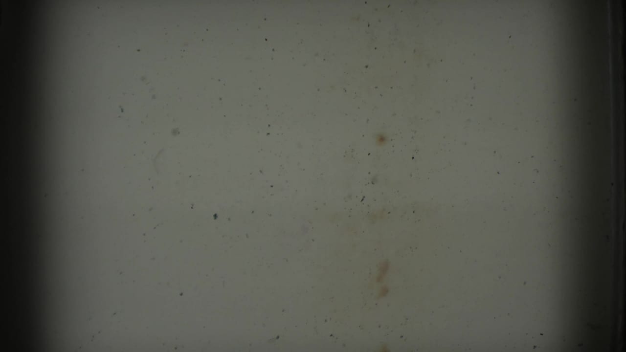 Blank 8mm reel frame from the 1968 San Diego County home movie, showing dust, scratches, soft exposure, and darkened frame edges.