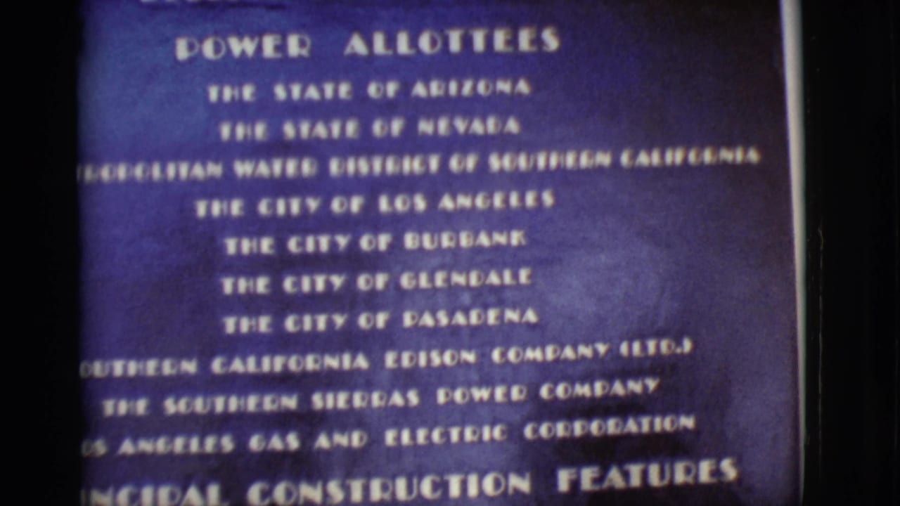 Closer view of power allottee names on a purple Boulder Canyon Project board.