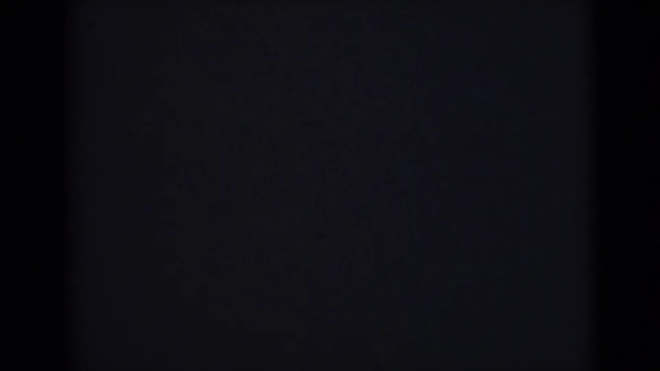 Underexposed 8mm frame from the 1946 India clip with soft vertical gate bands and minimal visible detail.