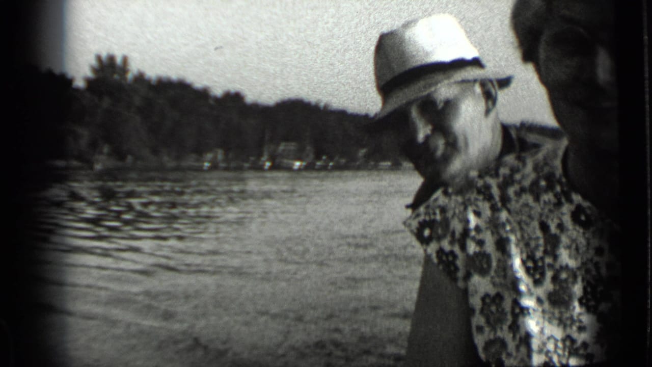 The 1939 Clear Lake footage shows a man in a fedora near the water, with shoreline buildings and a partial face at frame edge.
