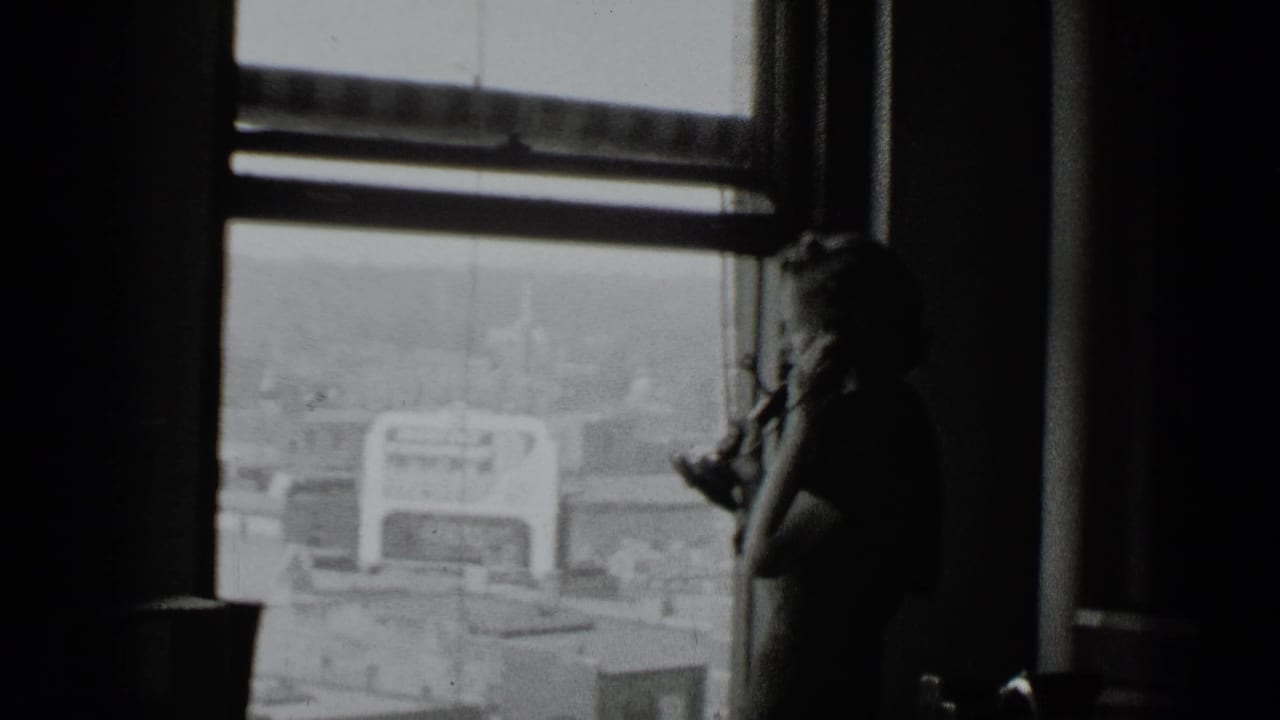 Woman stands beside a window, holding a telephone near her face.