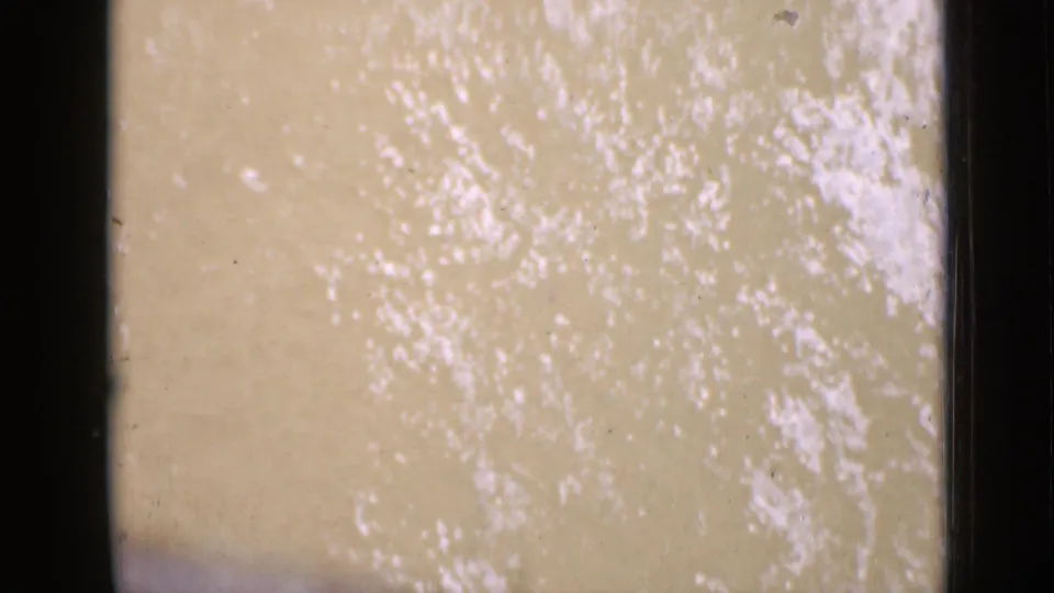 A pale, textured river surface appears in the lower frames, bordered by dark film gate edges and 8mm grain.