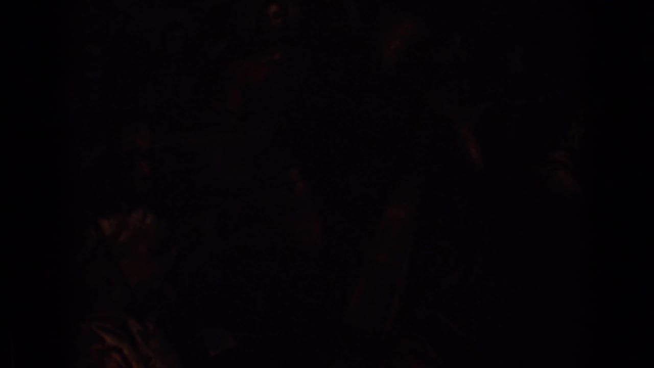 Dim 1962 Germany 8mm frame showing a barely visible historical painting with faint clustered figures and warm shadowed tones.