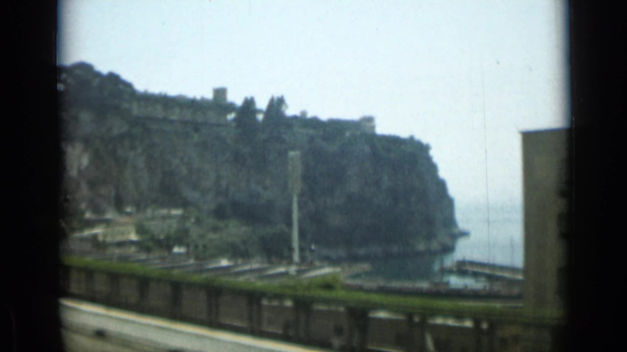 Cliffside coastline with road railing, greenery, and water in the distance.