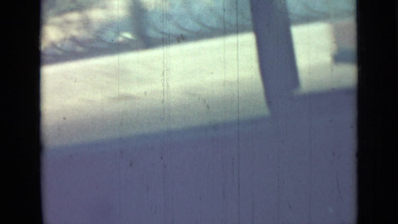 Inside-car viewpoint in 1967 Saint Petersburg, with a dark window divider crossing a bright roadside view during motion.