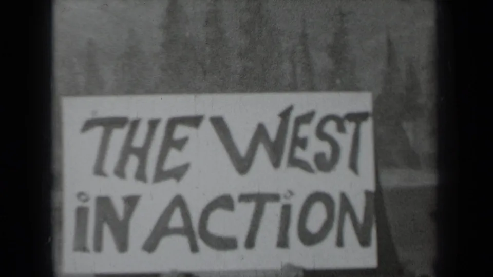 The Western-themed sign remains centered against trees in this 1937 Klamath home-movie frame.