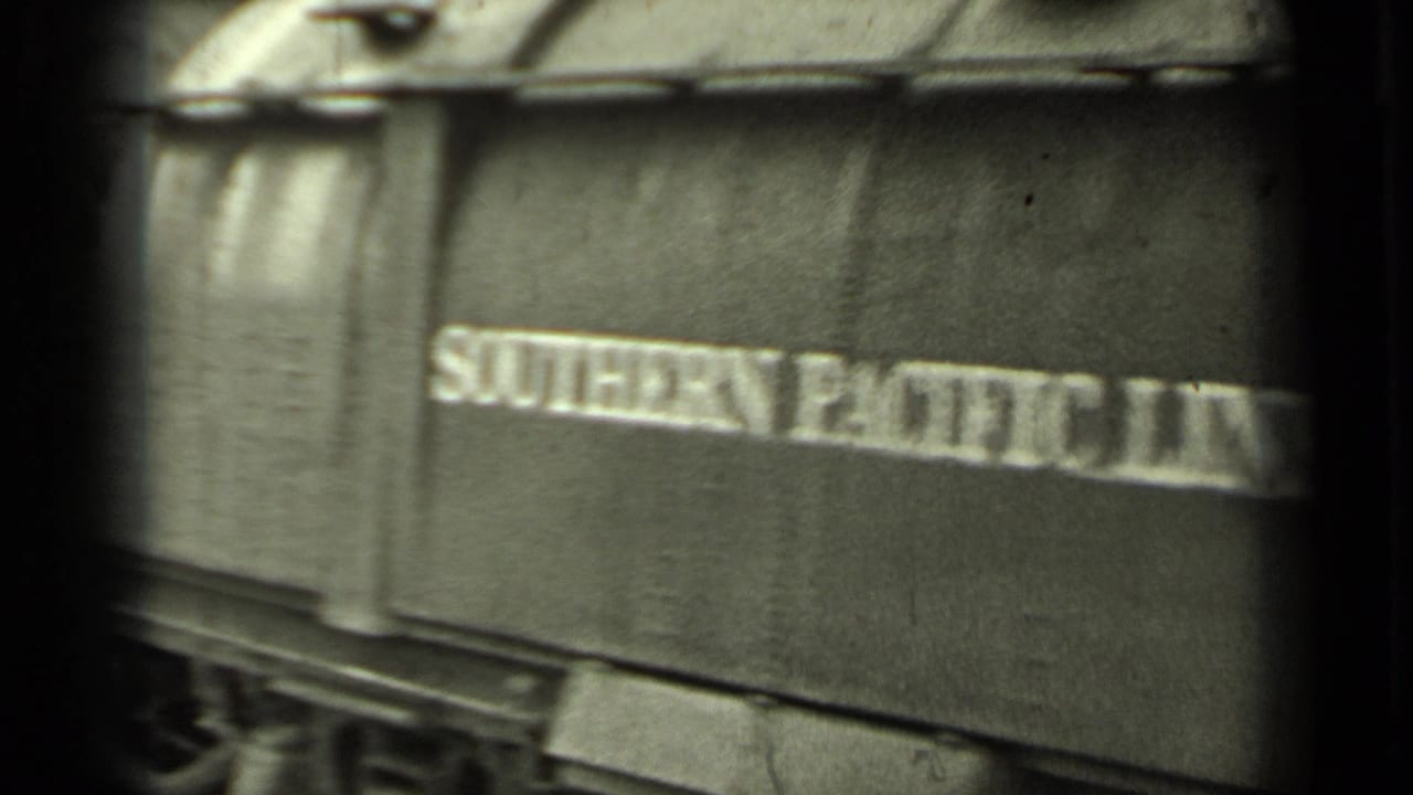 Close view of Southern Pacific Lines lettering on the side of a rail car.