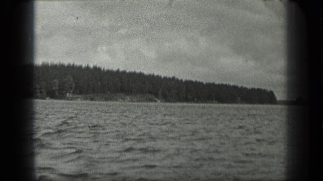 Low wooded shore seen across lake water beneath a cloudy sky.