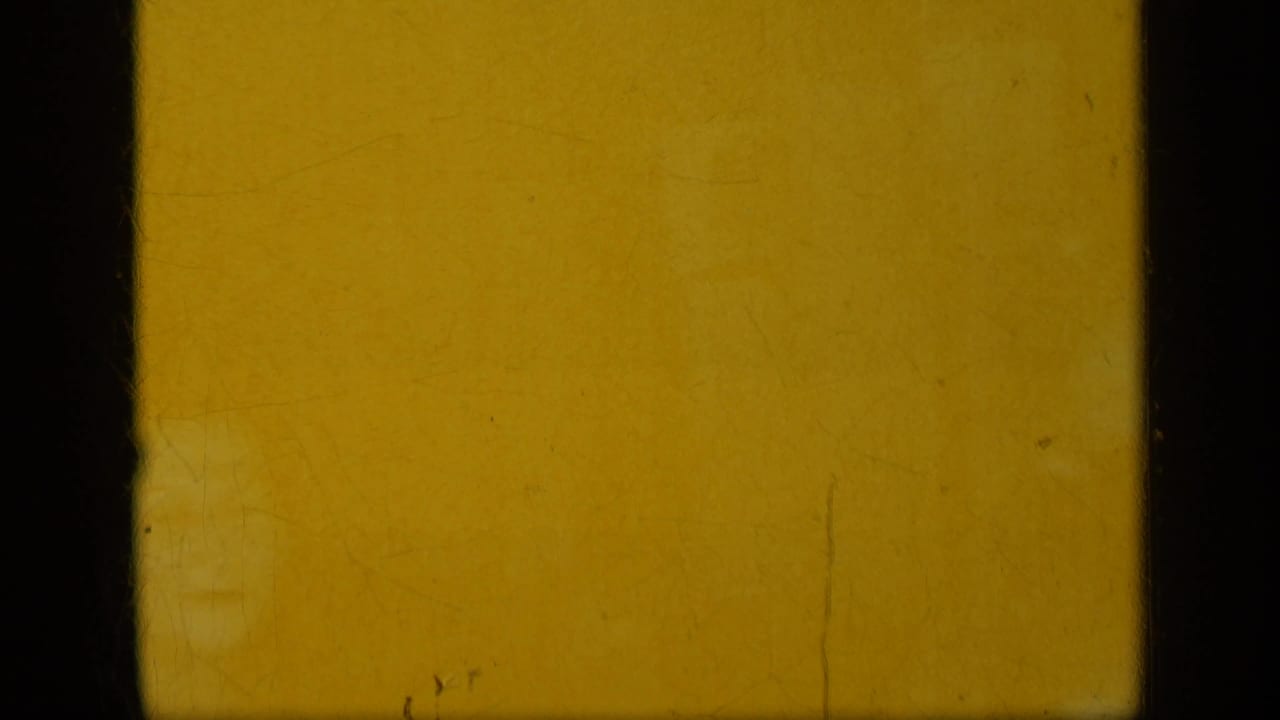 Warm yellow frame area with dark borders and visible film grain.