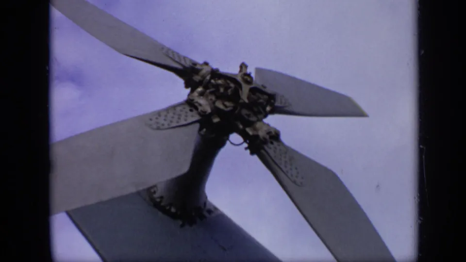Final frame shows a close view of the aircraft propeller hub and blades, with the sky behind it in the 1971 Moscow footage.