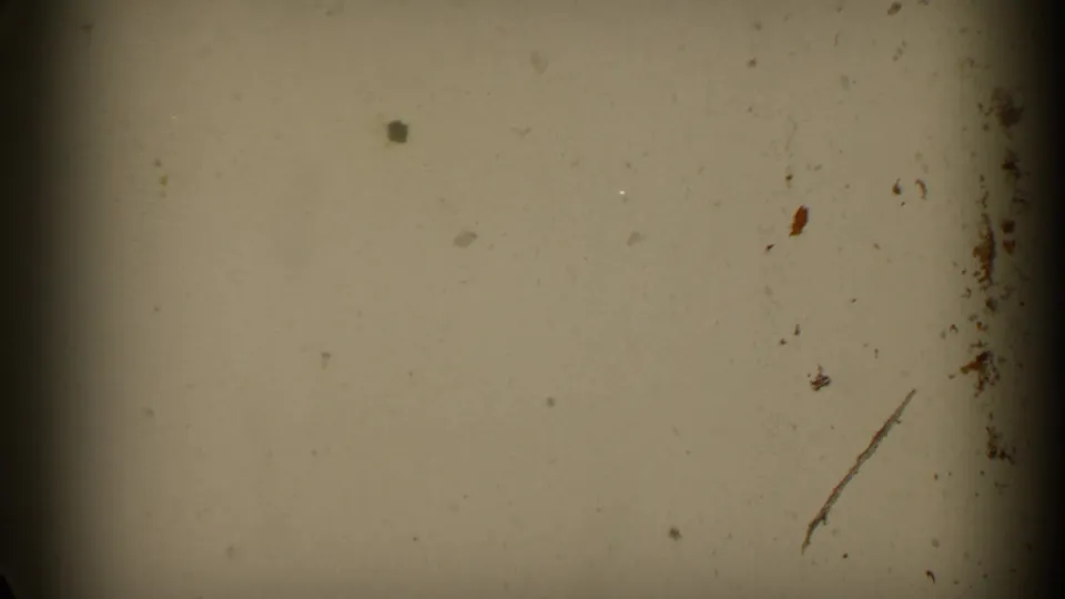 The final extracted frame shows a largely blank exposed film area with dust, scratches, and dark 8mm frame borders rather than the swing subject.