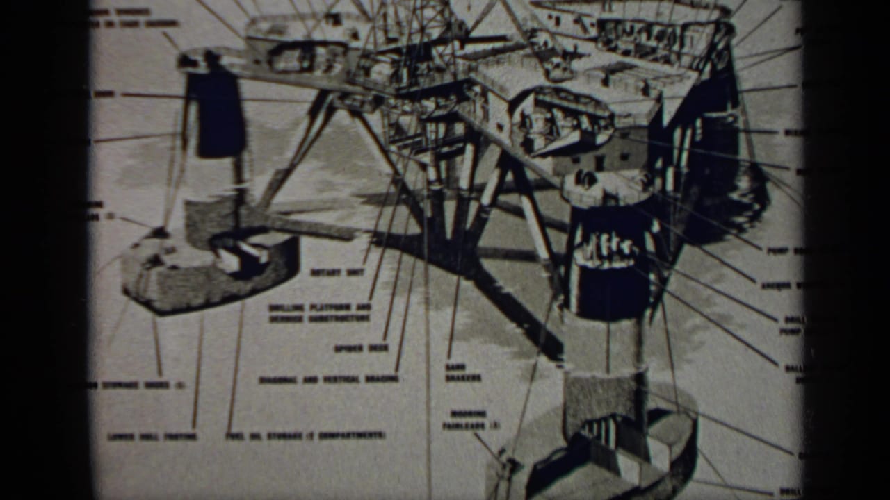 Black-and-white technical diagram of an industrial underground structure with labels and film borders.