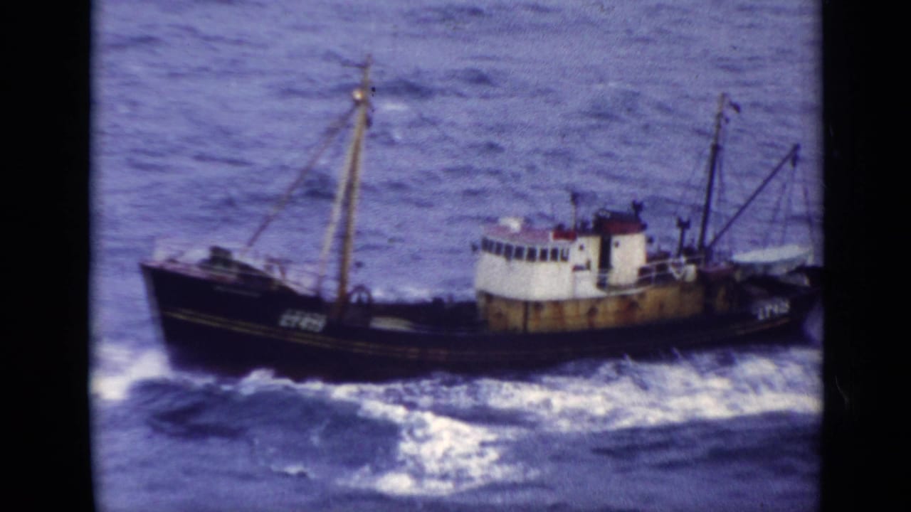 Fishing trawler marked LT475 moving through choppy open water.