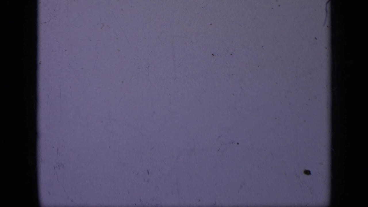 1962 Italy 8mm frame showing a purple-blue field with dark film borders, light grain, dust, and minor scratches.