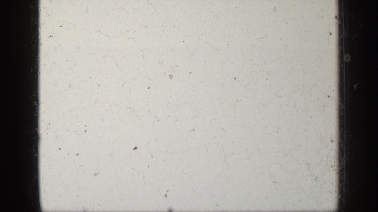Blank pale film leader with dust and vertical frame edges.