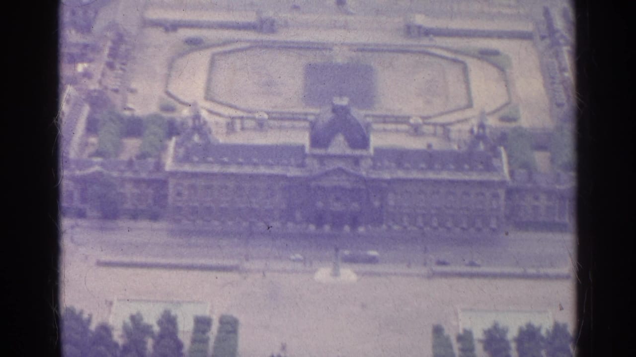 Aerial view of a formal octagonal garden and classical building in Paris.
