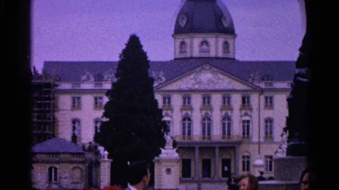 Domed classical building seen across a square with a dark tree in front.