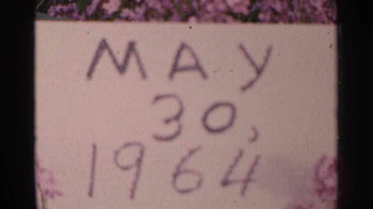 Handwritten date card reading May 30, 1964 against a floral background.