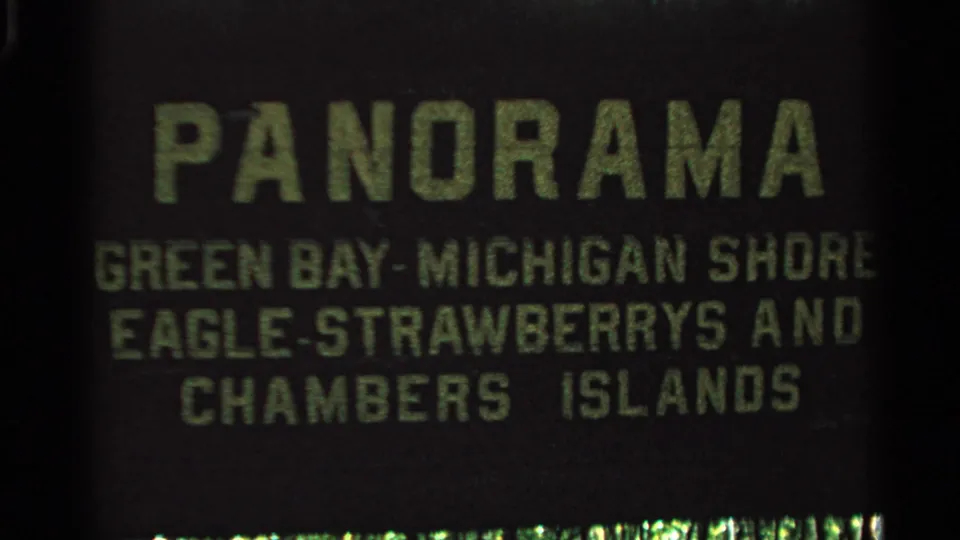 The final title-card frame shows the Panorama heading and place-name lines before the clip changes to the waterfront view.