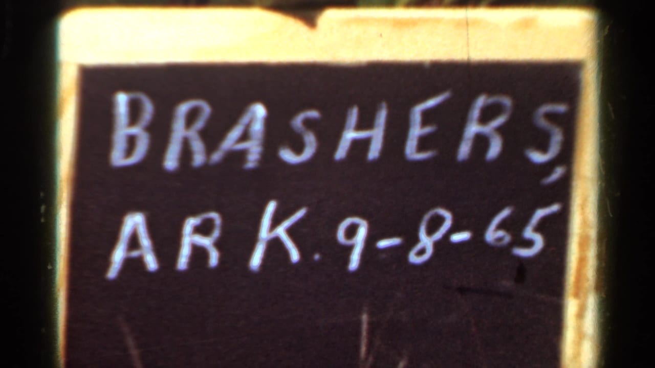 Handwritten chalkboard sign reading BRASHERS, ARK. 9-8-65.