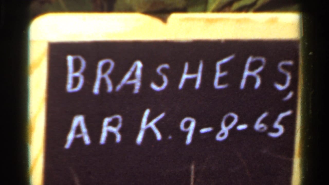 Close view of the BRASHERS, ARK. 9-8-65 chalkboard sign.