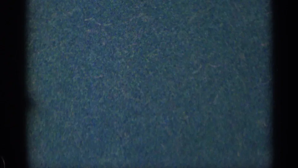 Underexposed 1963 Colorado 8mm frame showing mostly dark tree cover and film grain, with few identifiable features.
