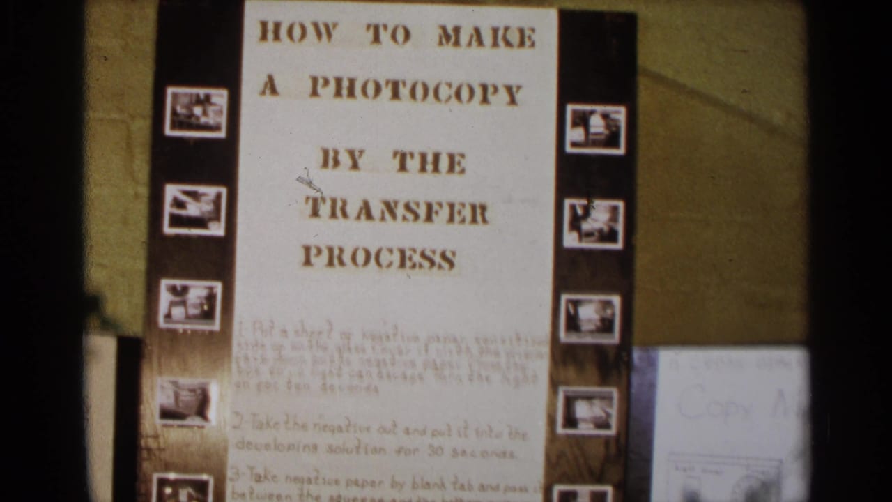 Closer view of the photocopy transfer process placard with side photographs and lower instructions.
