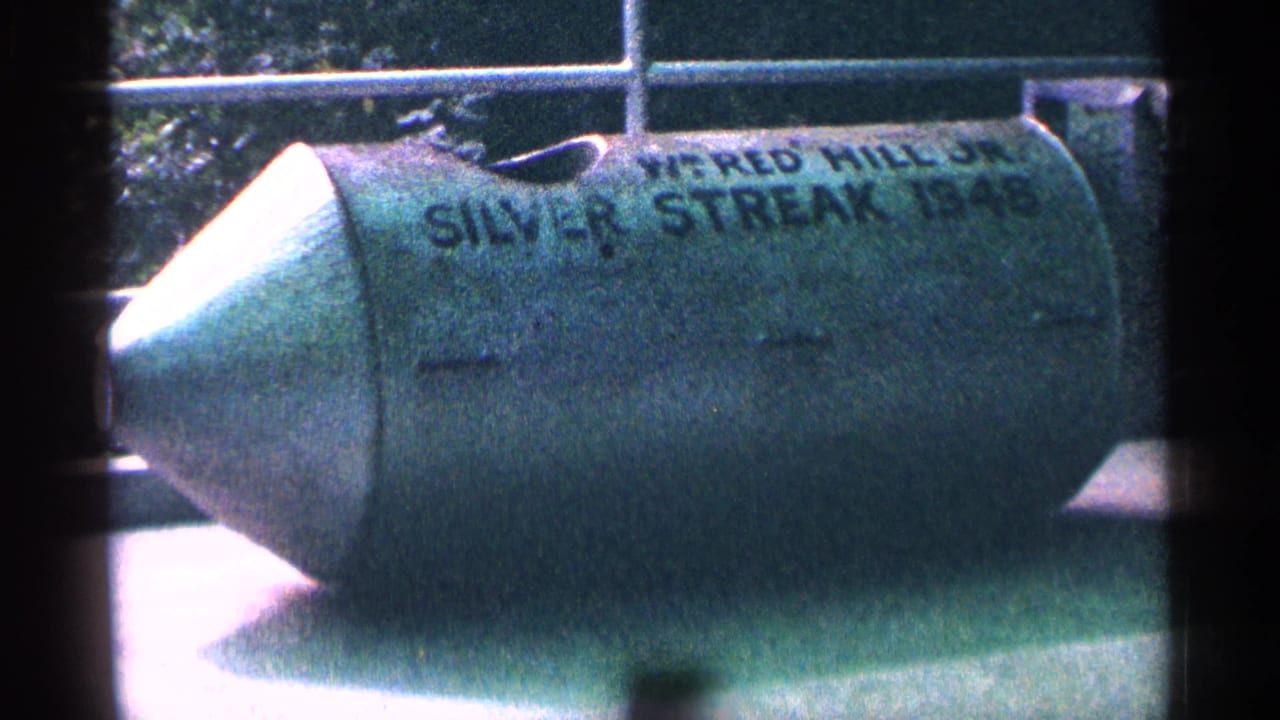 Green Silver Streak barrel viewed from the side behind a fence.