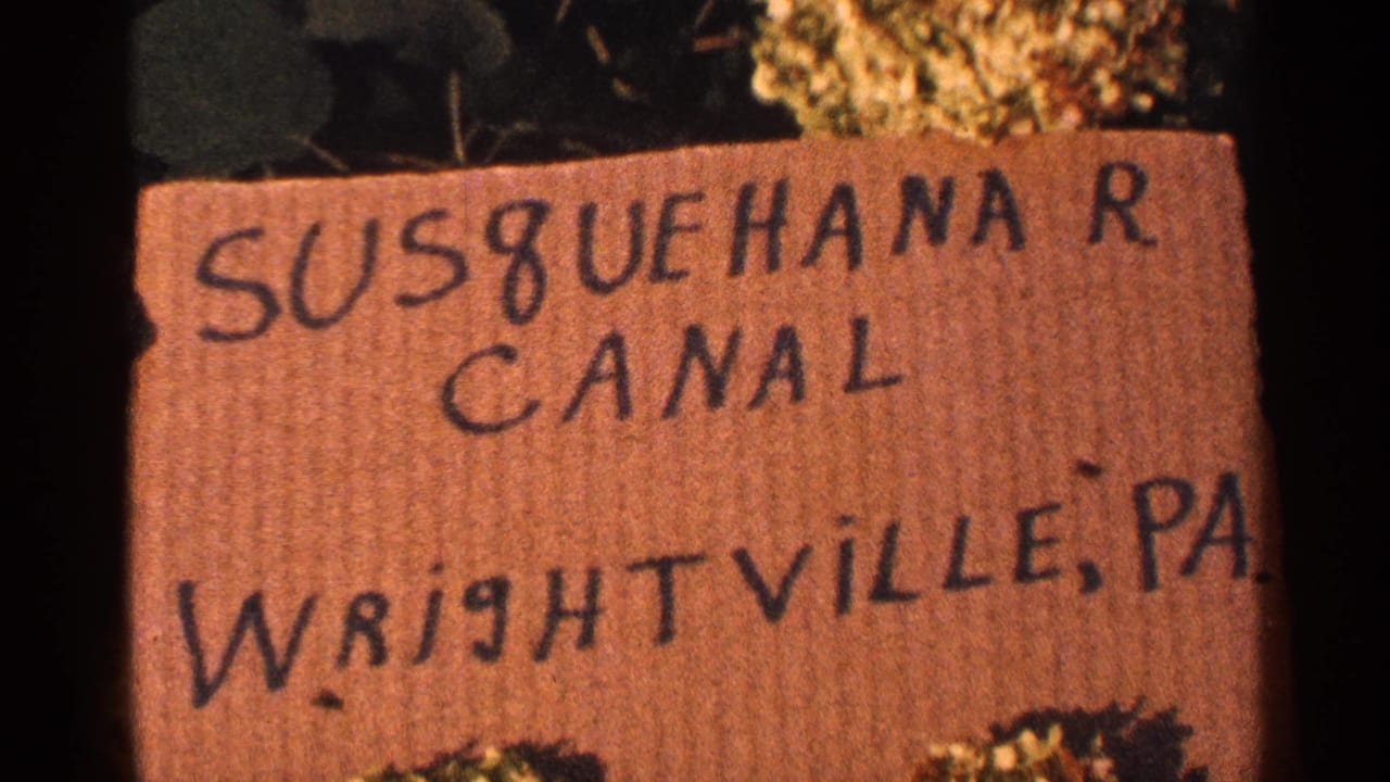 Closer view of the Susquehanna River Canal sign with partial Wrightville, PA lettering.